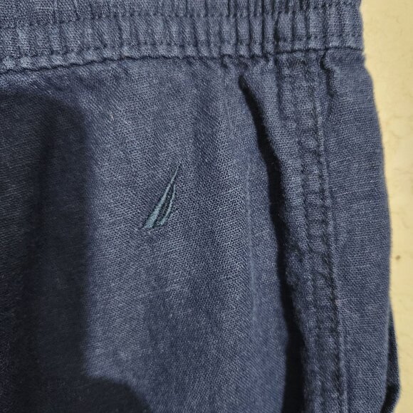 Nautica Shorts Womens Medium Navy Blue Linen-Blend Drawstring - Picture 4 of 13